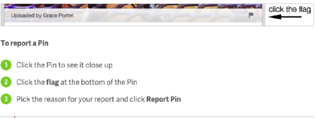 Users can also flag a specific pin for harassment: