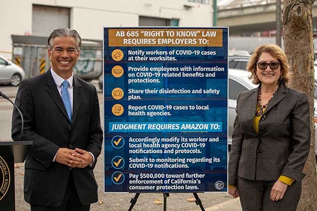 Photo of AG Bonta and Assembly Majority Leader Eloise Gómez Reyes
