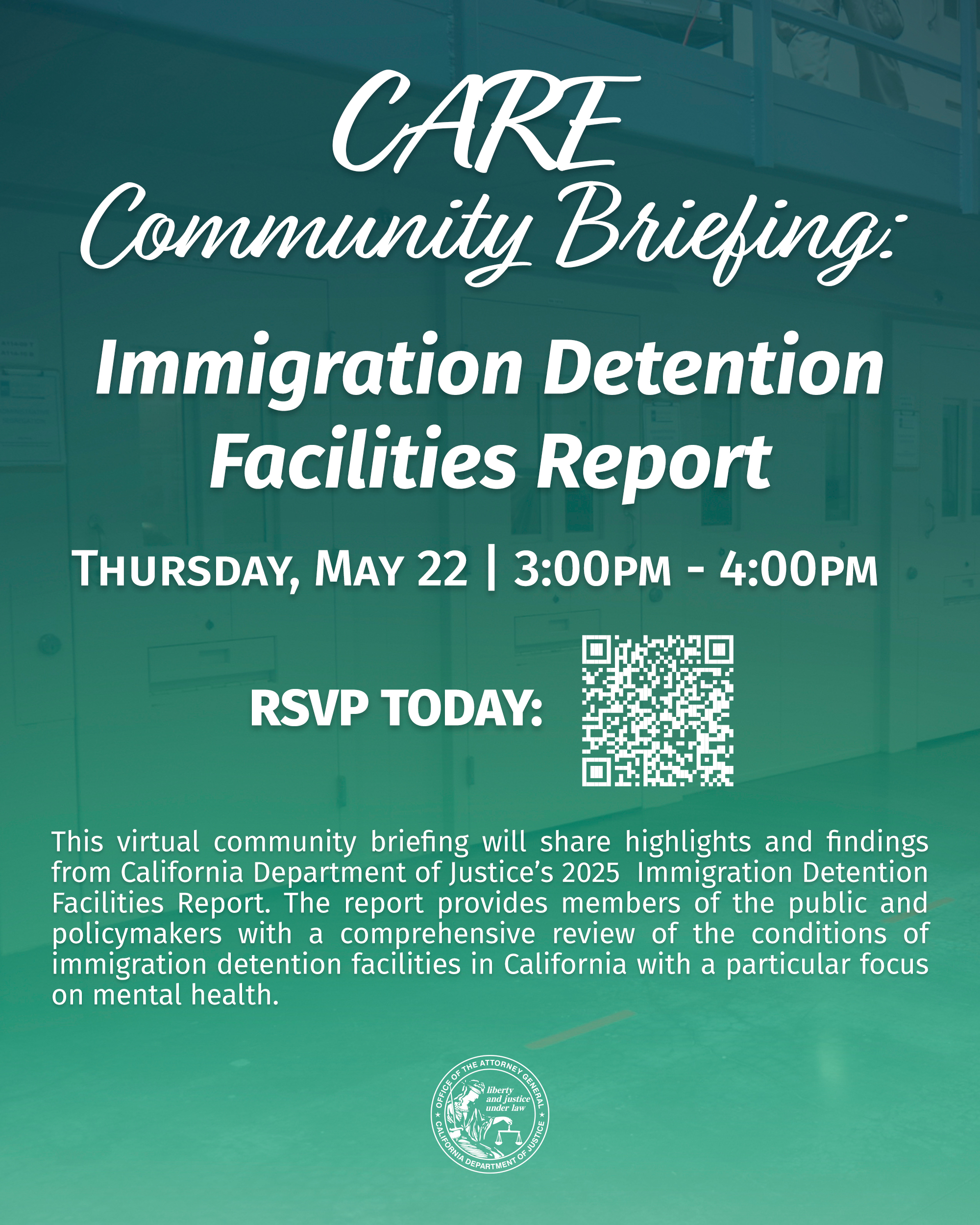 Community Briefing: Immigration Detention Facilities Report flyer