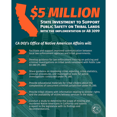 Poster for $5 Million State Investment Aimed at Supporting Public Safety on Tribal Lands